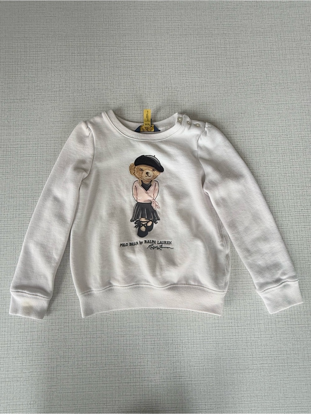Polo by Ralph Lauren White Kids Sweatshirt with Teddy Bear Graphic